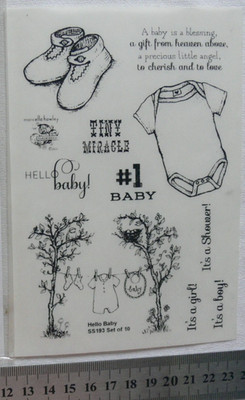 HELLO TINY BABY & WORDS - 11 Clear Photopolymer STAMPS by Flourishes - SBox2H