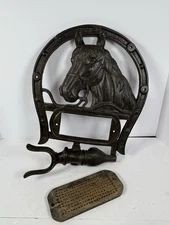 Vintage Cast Iron Western Horse Boot Rack Brush Dryer Boot Jack BootPegs Missing