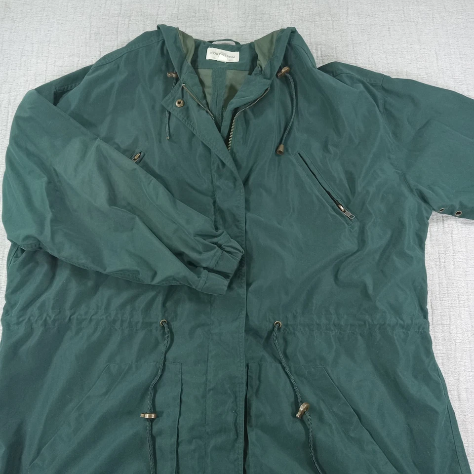 Chaqueta de lluvia Nordstrom verde oscuro poliéster talla mediana Foto 2 de 4
