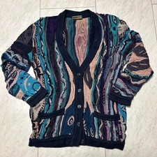 COOGI Cotton Knitted Sweater Cardigan 3D Knit Size S Made In Australia 90s