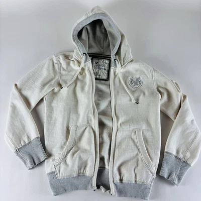 Sweat Polaire American Eagle Homme – Blanc/gris, Fermeture éclair, Taille LG – Neuf Avec étiquettes