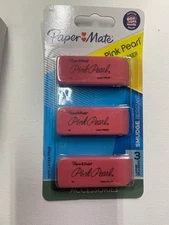 Paper Mate Two Packs Of 3 Each Pink Eraser's