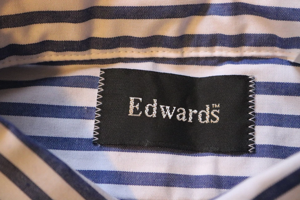 Edwards кнопка спереди рубашка с длинным рукавом в полоску синий / белый размер XL - Изображение 3 из 4