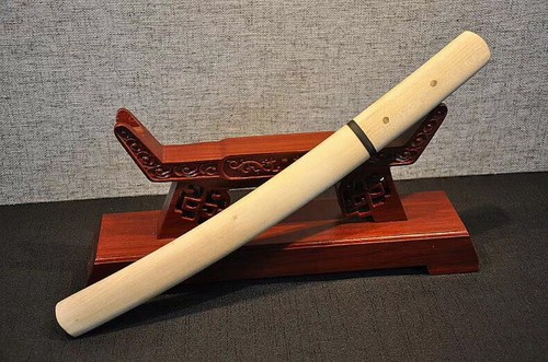 Japanese Clay Tempered 1095 Steel Samurai Sword White wood Shirasaya Tanto* - Picture 9 of 9