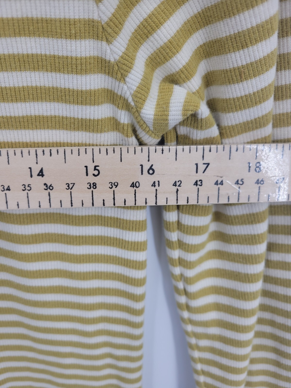 J Crew Top Womens Large Gold Ivory Stripe Scoop Neck Stretch Knit Boho Casual