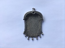 Portafoglio Inizio Xx ° " Maglia " Argento Punzoni Cinghiale 19,7 Grs