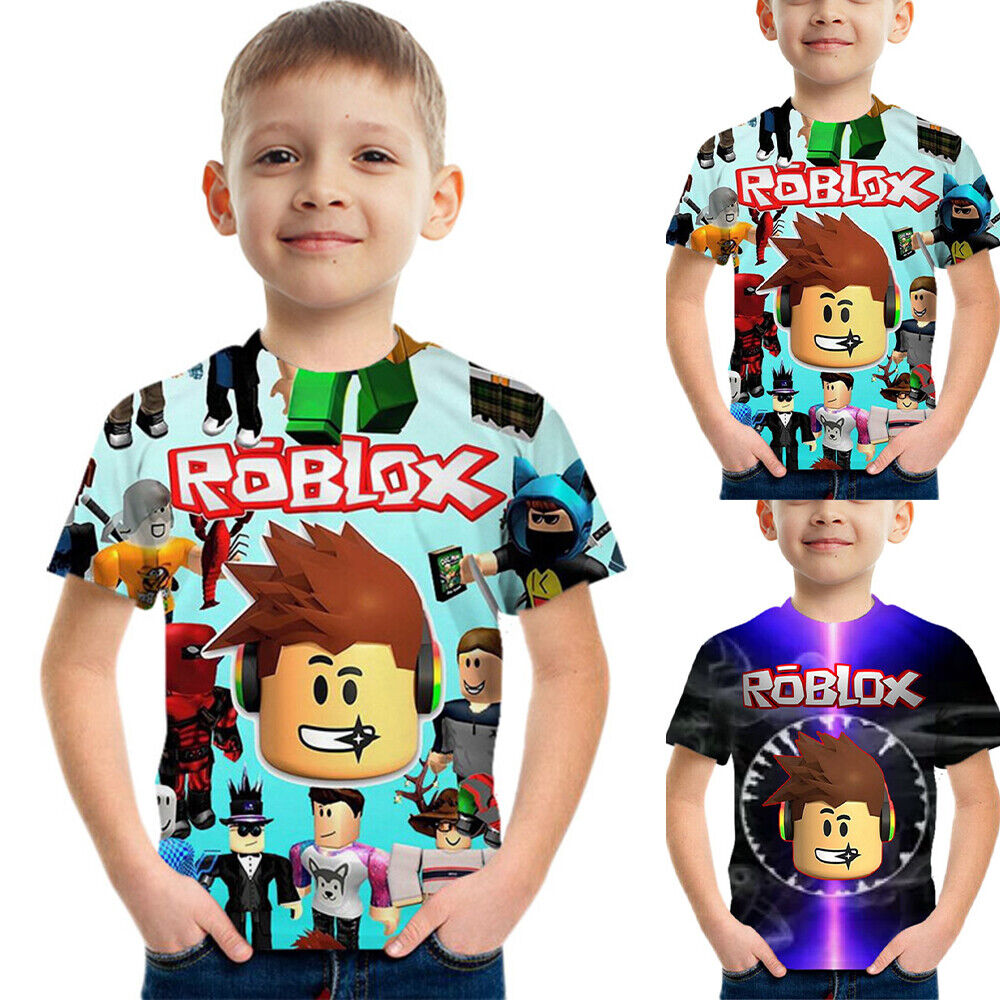 Thombase Boys T-Shirts 3D Roblox Cartoon T-Shirt Family Games Tops