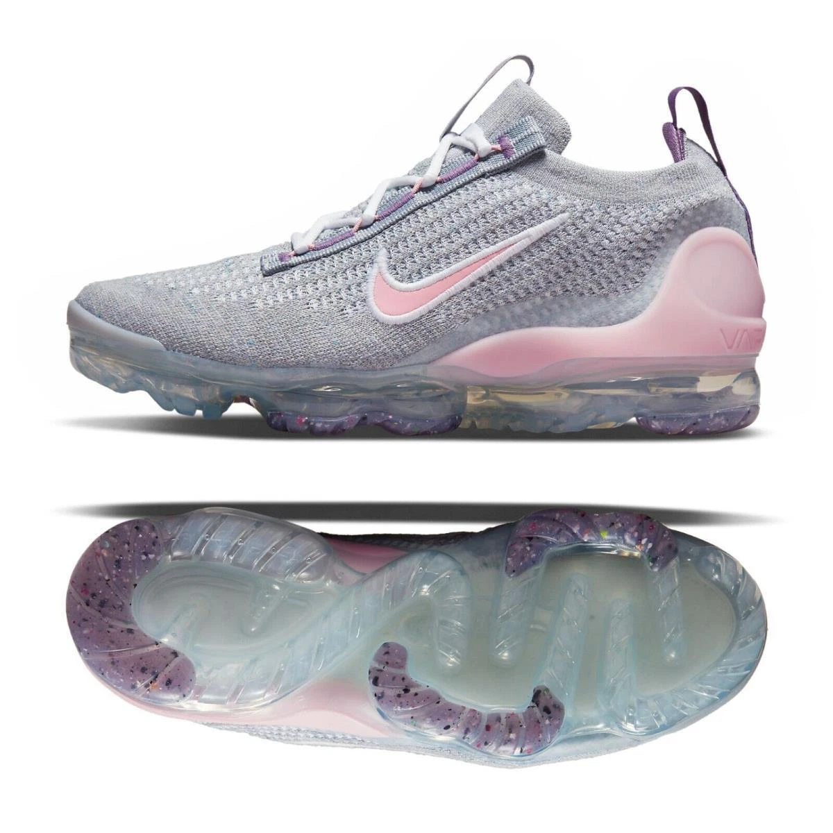 Nike Air VaporMax 2021 Flyknit Gray Pink Glaze DB1550 007 Size 4Y