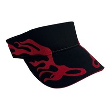 NEW BLACK RED FLAME FIRE SUN VISOR CAP ADJUSTABLE SKATE CURVED BIKER LA TRENDY