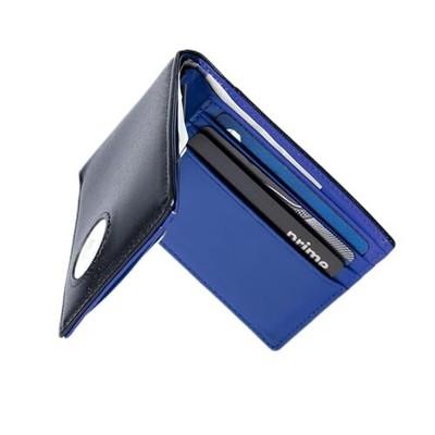 Mens Wallet with AirTag Holder, Slim Genuine Leather Bifold AirTag Wallet Top