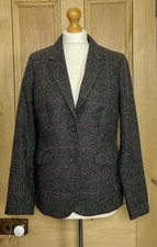 Women’s Crew Clothing Valley Mills British Tweed Grey Check Blazer Jacket 12