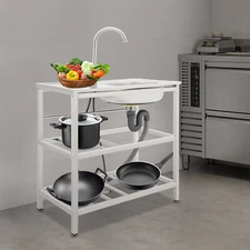 Stainless Steel Kitchen Sink, Freestanding Kitchen Utility Sink with Faucet