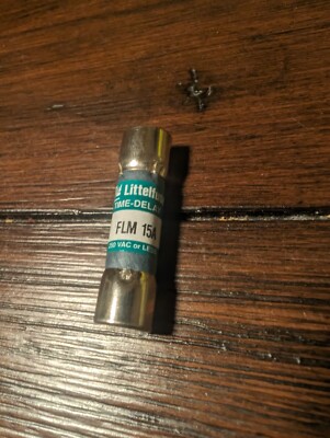 Midget Fuse, FLM Series, Time-Delay, 15A, 250V AC, Non-Indicating, 10kA at 250VA