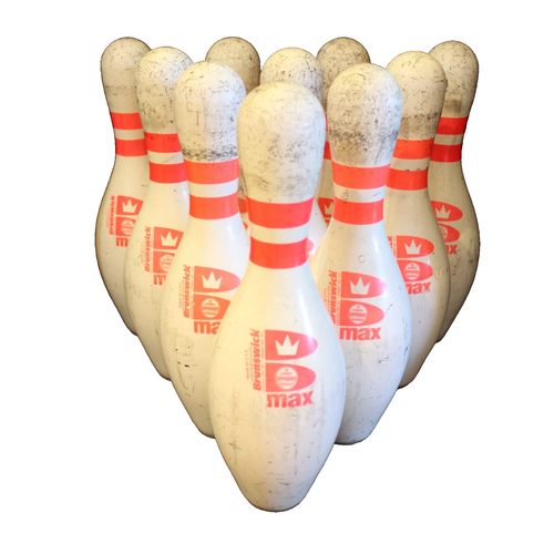 Set of 10 Brunswick Max USBC Approved Plastic Coated Bowling Pins Glow