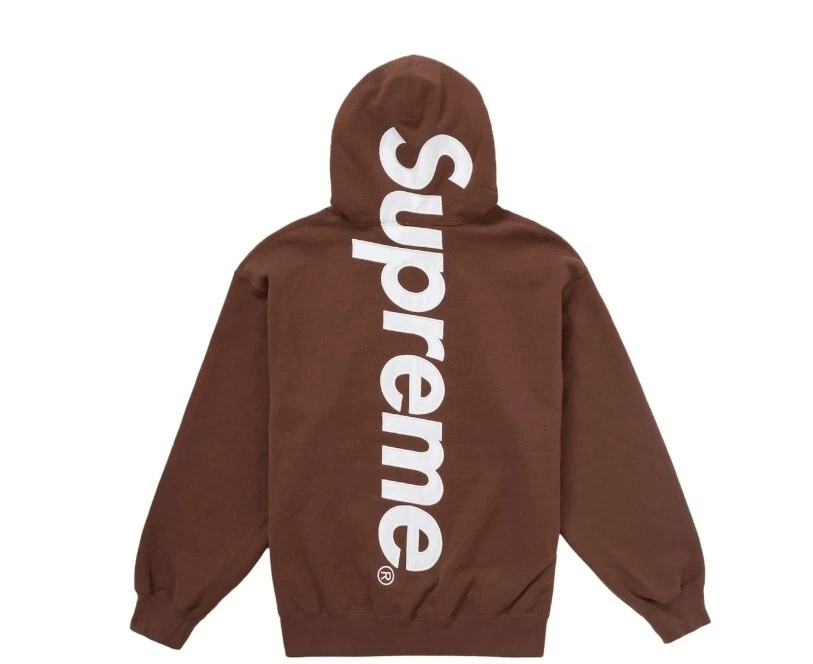 Sweat à capuche Supreme Satin Applique Marron Petit Neuf