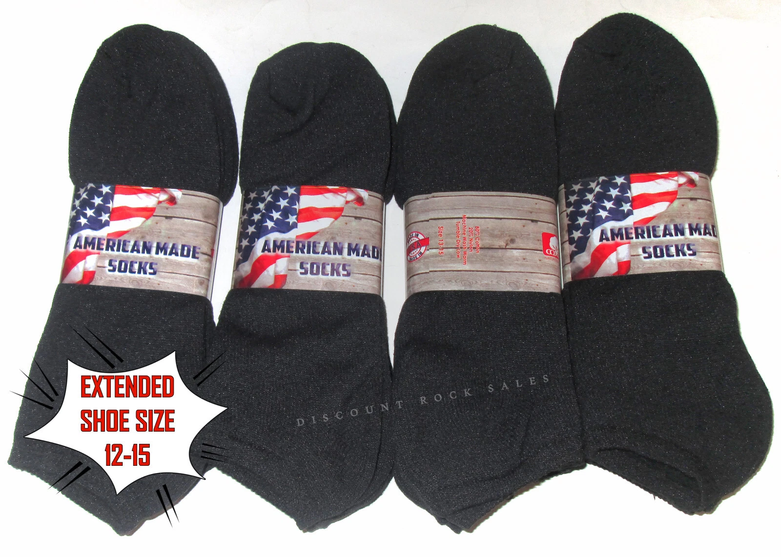 6 / 12 Pairs Mens Extended Size 12-15 Black Cotton Blend No Show Low Cut Socks
Opens in a new window
