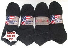 6 / 12 Pairs Mens Extended Size 12-15 Black Cotton Blend No Show Low Cut Socks