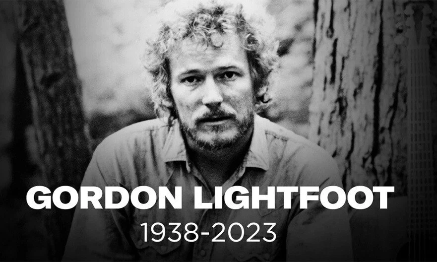 GORDON LIGHTFOOT MEMORIAL BLACK & WHITE FRIDGE MAGNET 5" X 3.5"
