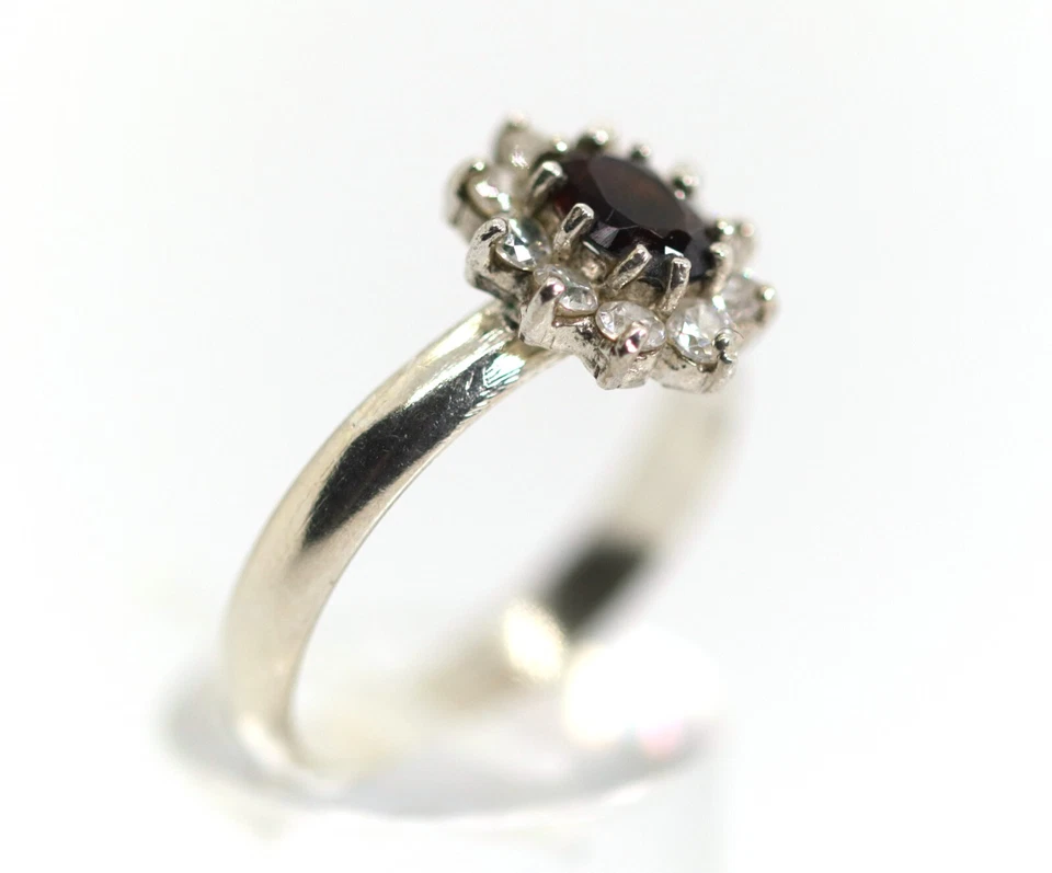 925er Sterlingsilberring, Blüte Blume Kranz, Zirkonia + Glas, Rg: 63 - Bild 3 von 4