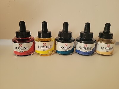 Ecoline Liquid Watercolour Mixing Set 5 X 30 Ml Used 
