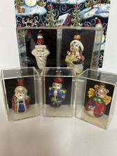 Christmas Hand Crafted Blown Glass NIB 3-4  Tall Santa, Bear, Penguin Set Of 5