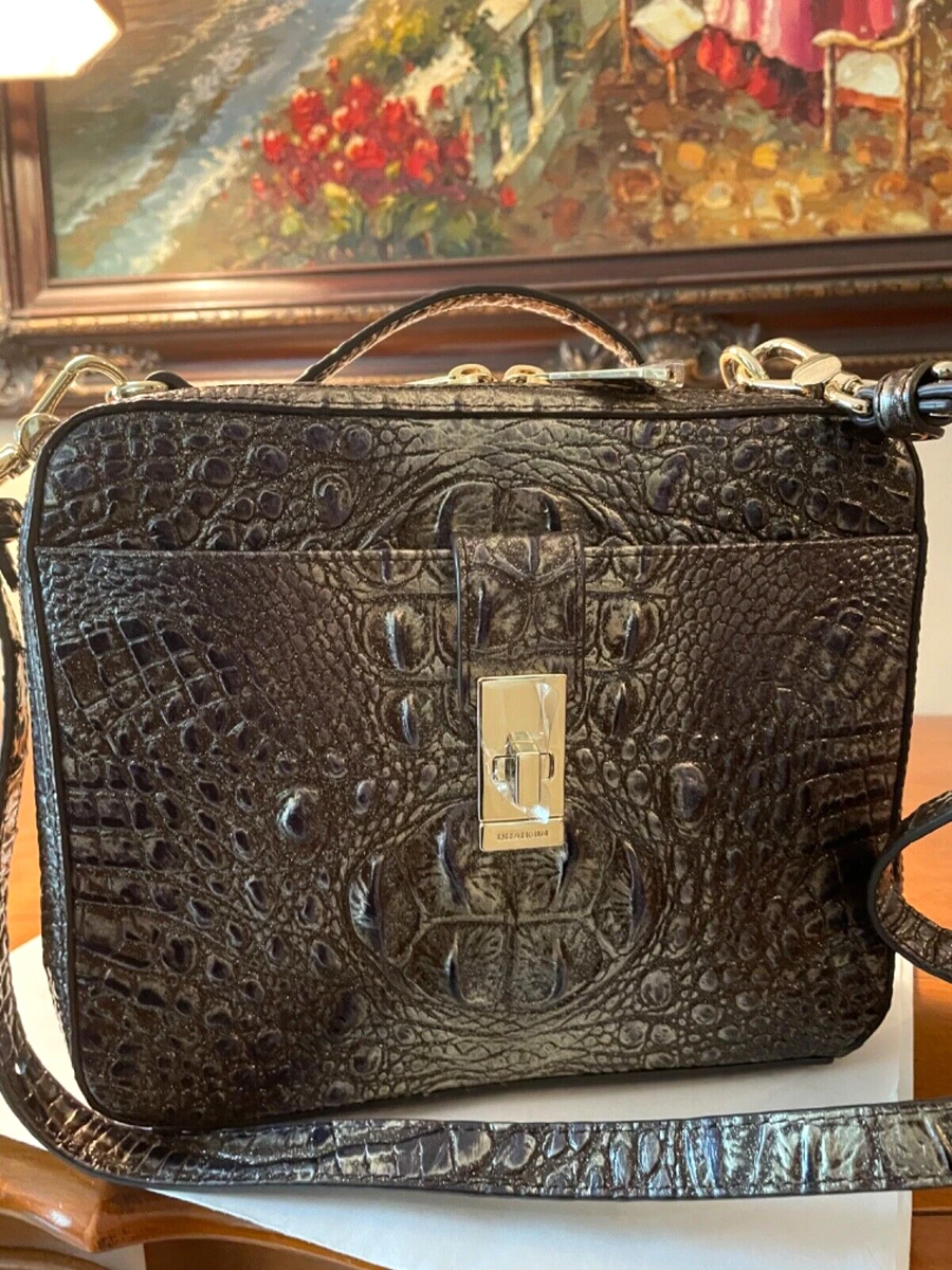 UMBRA Brahmin EVIE Grey Pewter Gold TOP HANDLE Metallic CROSSBODY