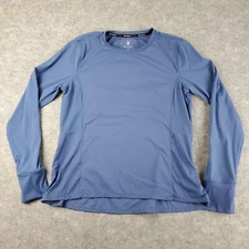 Spyder Active Shirt Womens Extra Large Blue Crew Neck Long Sleeve Thumbhole Zip