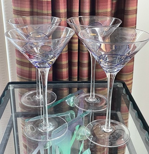 4 Milano Romania Stained Glass Martini Glasses 7 1/2" Tall EXC - Picture 3 of 7