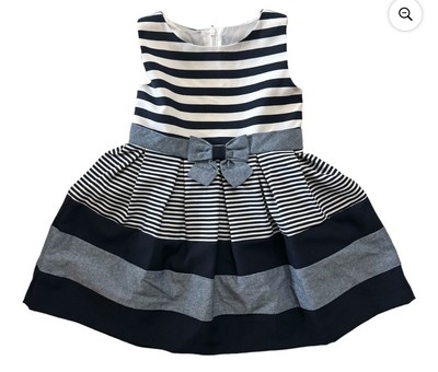 Bonnie Jean Girl's Tiered Color Block & Stripes Any Occasion Dress Size 2T Blue