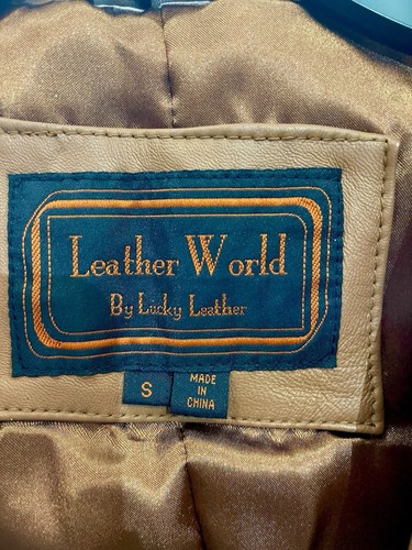 Men’s Lucky Genuine Leather Jacket 2 Button Blazer Camel Brown Size Small NWT - Picture 6 of 7