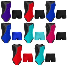 iixpin Girls Gymnastic Leotard Outfits Long Sleeve Printed Bodysuit and AU