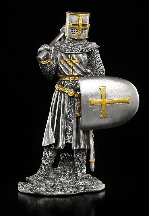 Tin Knight Figure with Axe and Shield - Veronese Medieval Knight Armor Statue