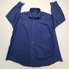 Arrow Shirt Mens 18 Blue Button Up Wrinkle Free Regular Fit Casual Comfort