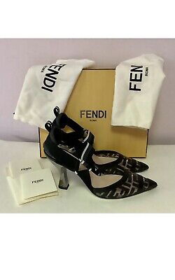 FENDI COLIBRI BLACK AND LEATHER FENDI LOGO PVC SIZE 40/10 FENDI COLIBRI BLACK AND LEATHER FENDI LOGO PVC SIZE 40/10