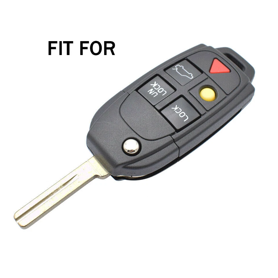Black Leather Car Flip Key Fob Case Cover Bag For VOLVO S60 S80 V70 XC70 XC90 Foto 2 de 4