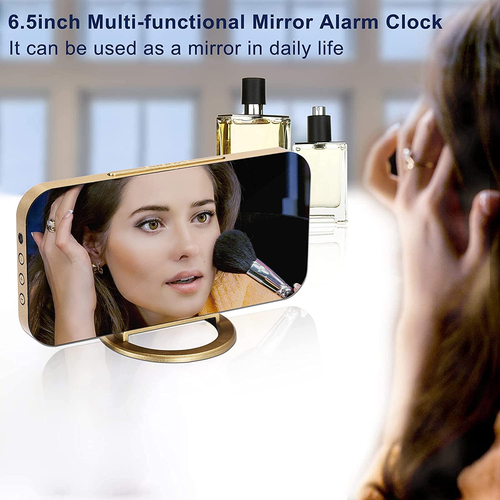 Digital Alarm Clock,Led and Mirror Desk Clock Large Display,With Dual USB Charge - Picture 2 of 12