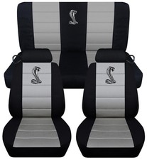 2 Frontback Car Seat Covers Blk-silver Fits 94-04 Ford Mustang Convertible