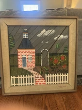 Vintage Large Art Theodore Degroot Lath Art Farm Wood Primative Folk Signed