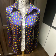 Vintage 1970s made in CA Multicolor Floral Button-Front Collared Shirt 11/12