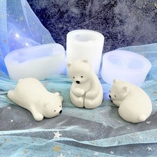 Handmade 3D Art Wax Mold Silicone Mould Polar Bear Candle Mold Soap Making