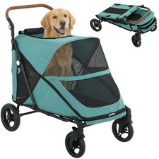 Dog Stroller for Large Dogs, One-Click Folding 4 Wheel Large Pet Stroller Wagon