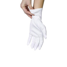 2 Pairs White Cotton Gloves, Size M, for Dry Hands and Sleeping