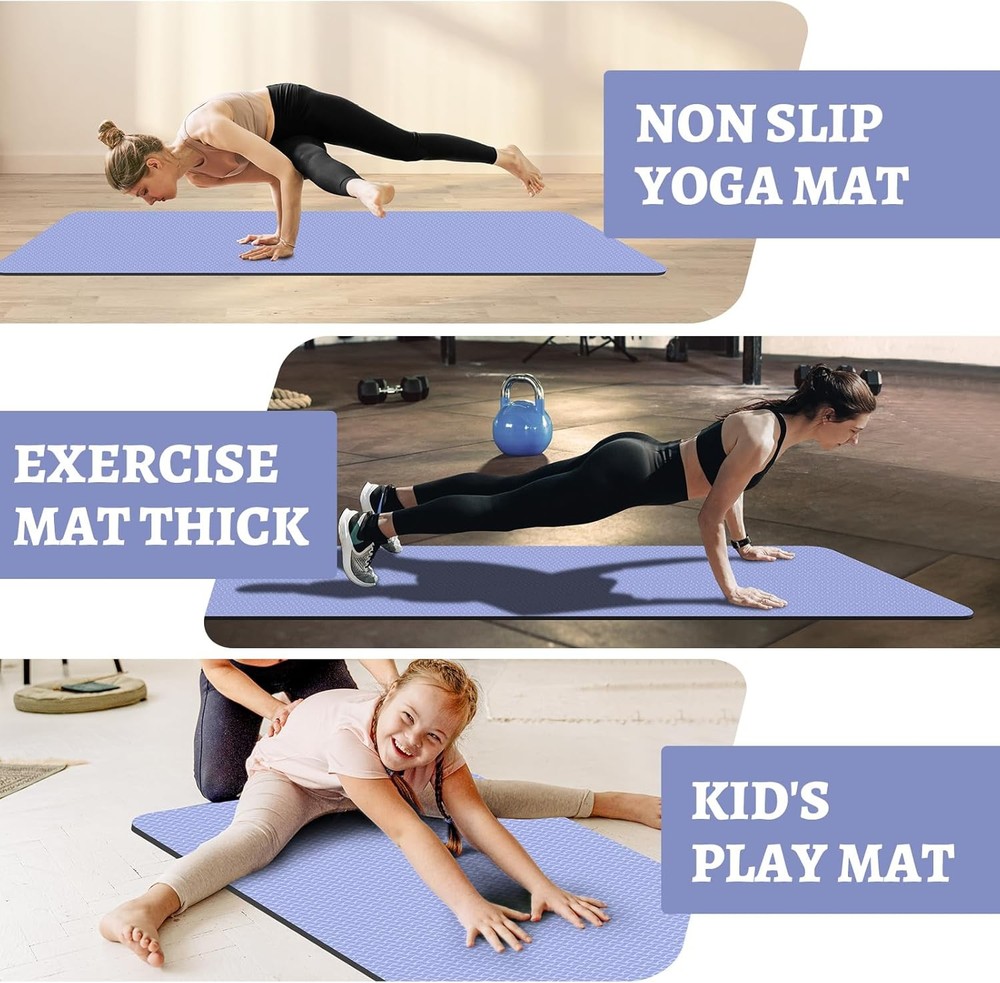 Premium 1/3" Thick TPE Non-Slip Yoga Mat 72x24 for Fitness & Exercise