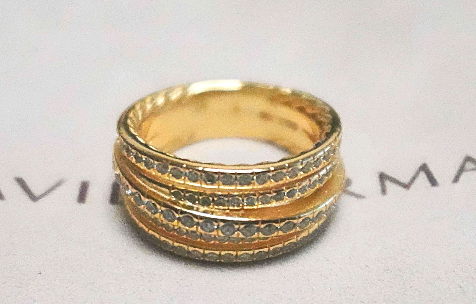 NEW&DavidYurman*18K*Gold&Unisex&Cross Ring Diamond Gold Ring US 7