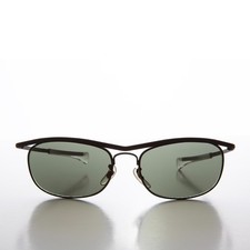Black 80s Metal Wrap Sunglass with Paddle Temples - Gorman