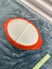 VTG PYREX Red Divided Dish Casserole Oval #12 No Lid (1971-1974) 1.5 Qt.
