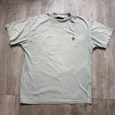 Stone Island Fissato Dyed Crew Neck Compass Patch Logo Cotton T Shirt Mens Sz L