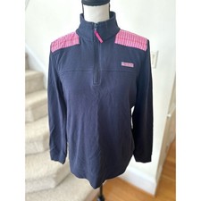 Vineyard Vines Navy & Pink Whale Print Quarter Zip Shep Shirt