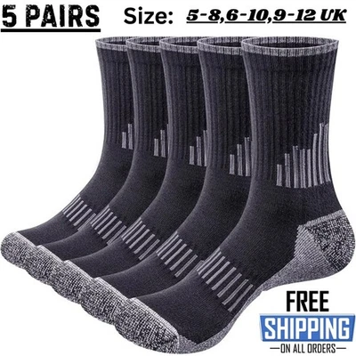 5 Pairs YUEDGE Men’s Sports Socks – Soft Cotton Cushioned Crew Socks Outdoor UK