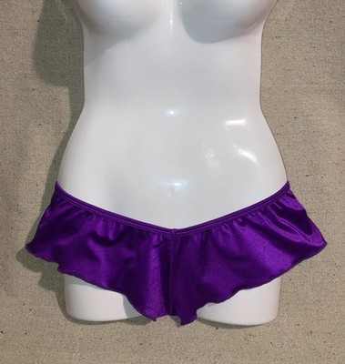 Vintage Lovers Lanes Satin Second Skin Shiny Purple Cheeky Flutter Panties L